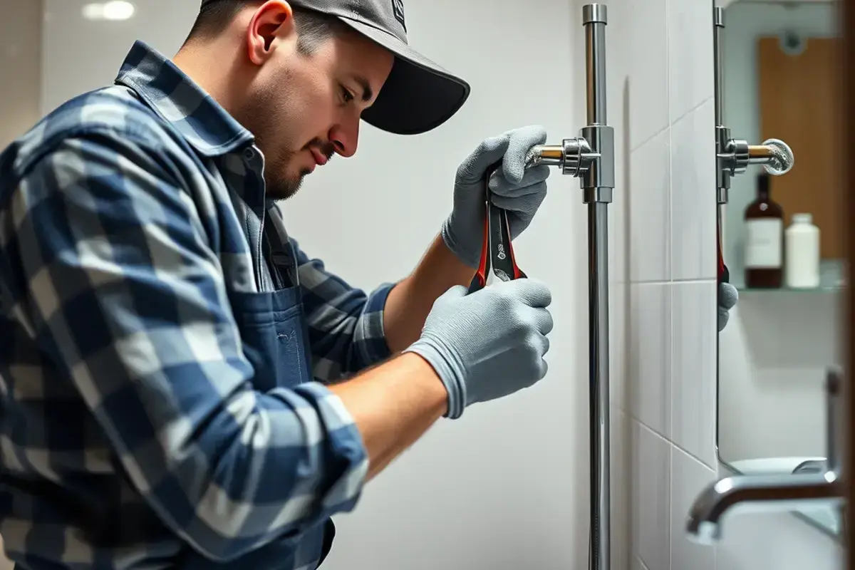 配管交換の作業風景