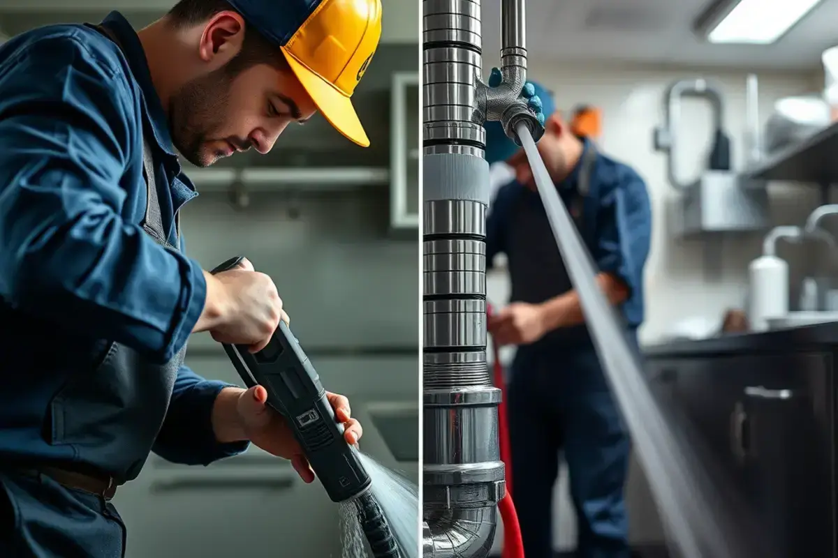 飲食店厨房排水管高圧洗浄